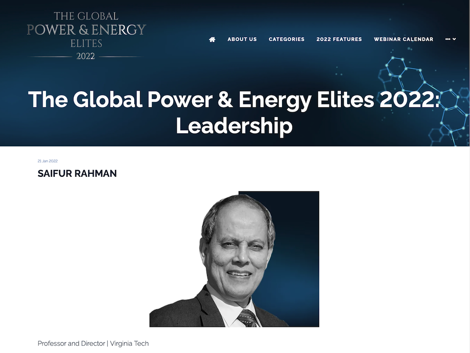 Saifur Rahman recognized as one of the The Power & Energy Elites in Leadership for 2022