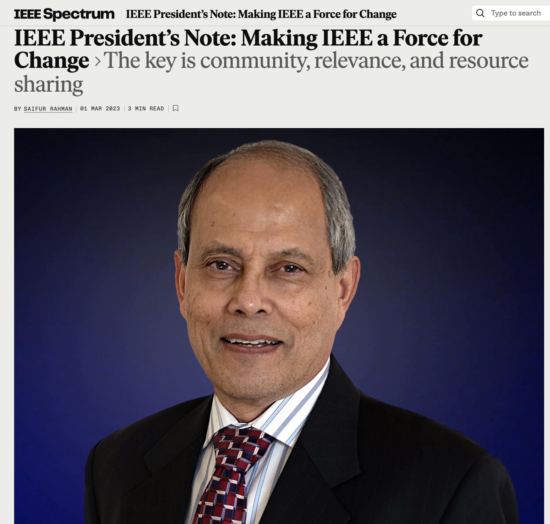 IEEE President’s Note: Making IEEE a Force for Change The key is community, relevance, and resource sharing