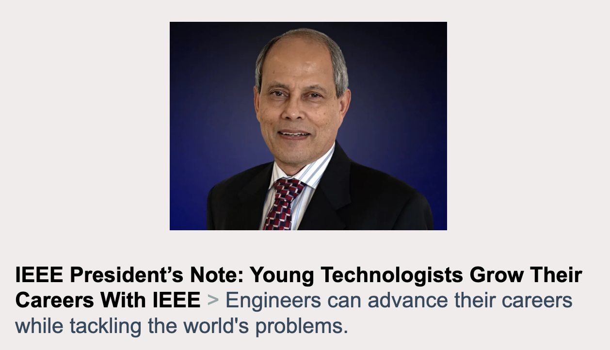 IEEE President’s Note: Young Technologists Grow Their Careers With IEEE
